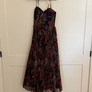 Hutch Elegant Black and Red Floral Maxi Dress